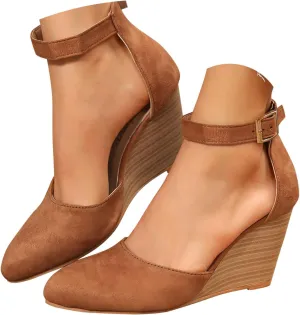 Sandals for Women 2025 Dressy Closed Toe Wedges Heels Platform Sandal Ankle Strap Heeled Espadrilles Sandals Ladies Comfortable Summer Shoes for Beach Wedding