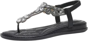 Sandals For Women Elastic Ankle Strap Casual Bohemian Beach Shoes Fashion Crystal Floral Womens Jelly Sandals