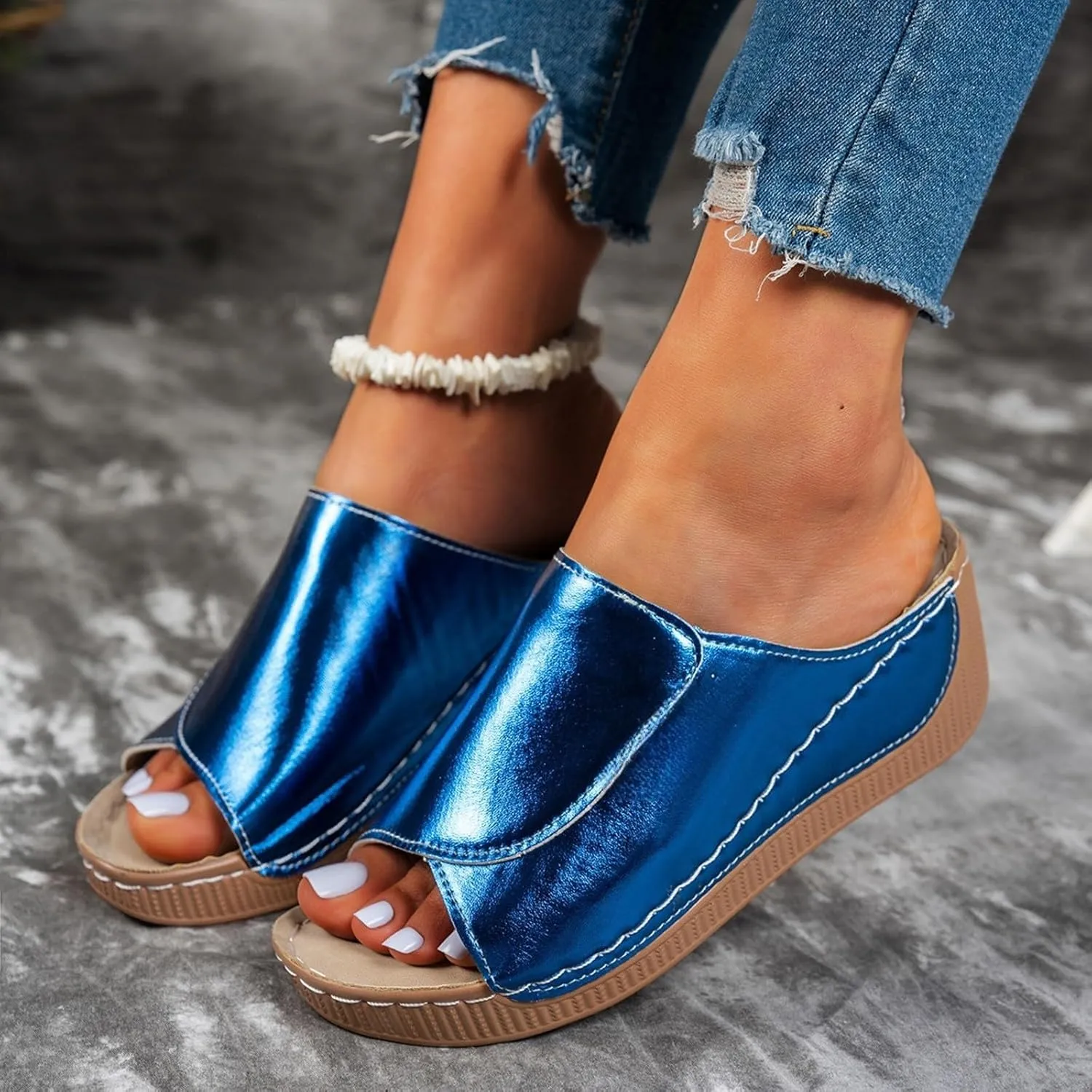Sandals for Women Platform Wedge Open Toe Low Heel Beach Flats Ankle Chelsea Dress Shoes Orthopedic Casual Summer Dressy Wedges Buckle Strap Leather Espadrilles Heels Strappy Slip on Sandal