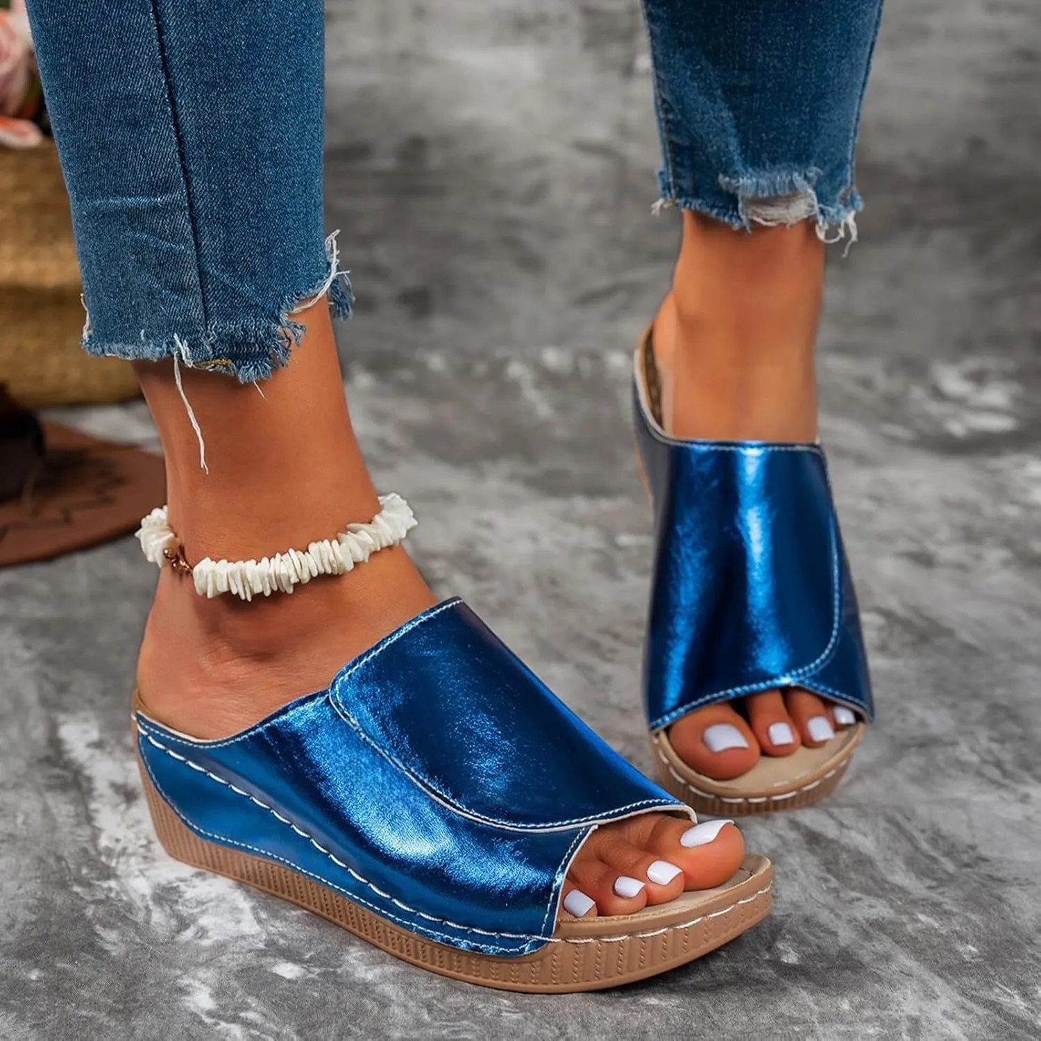 Sandals for Women Platform Wedge Open Toe Low Heel Beach Flats Ankle Chelsea Dress Shoes Orthopedic Casual Summer Dressy Wedges Buckle Strap Leather Espadrilles Heels Strappy Slip on Sandal