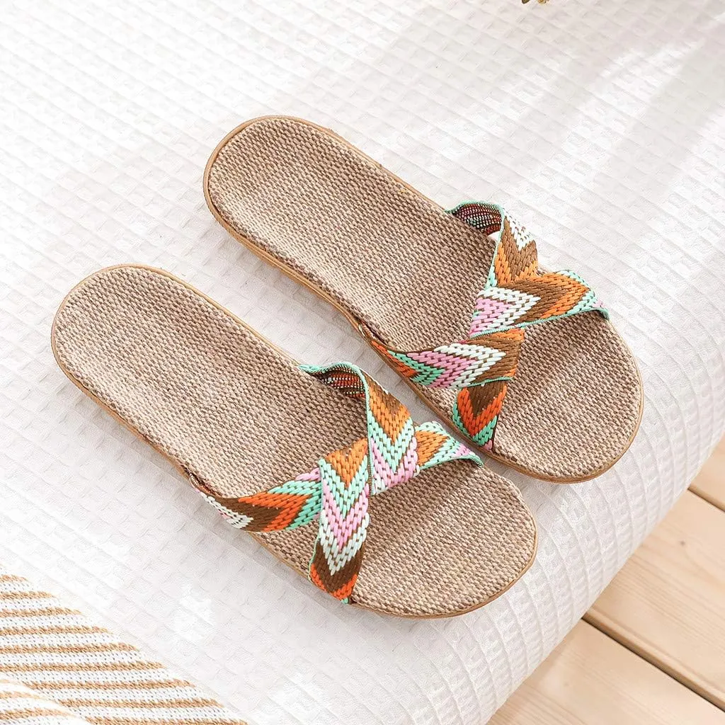 Sandals for Women Women's Flat Sandals Flat for Women Dressy Walking Comfort Arch Support Strappy Ankle Elastic Jeweled Bohemian Flats