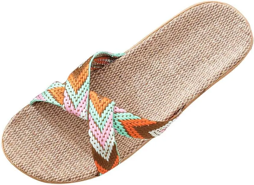 Sandals for Women Women's Flat Sandals Flat for Women Dressy Walking Comfort Arch Support Strappy Ankle Elastic Jeweled Bohemian Flats