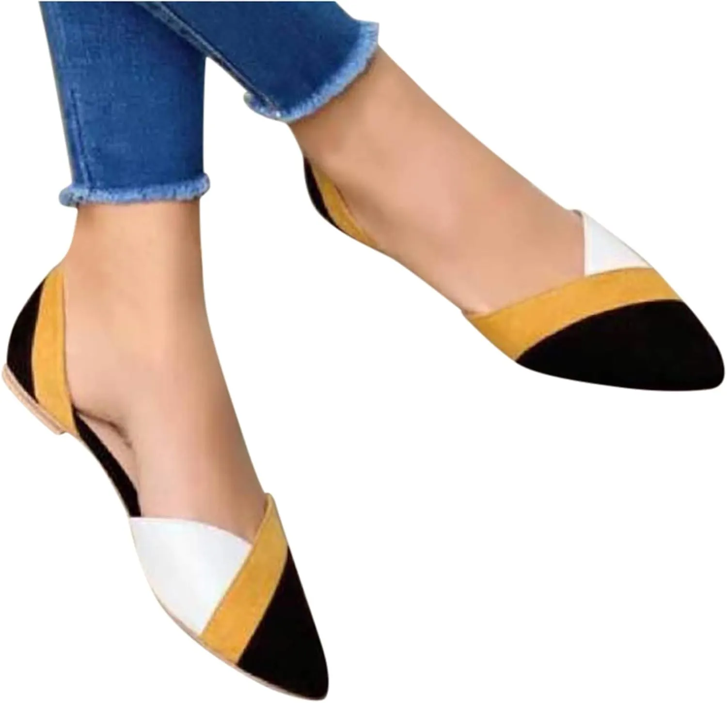Sandals Toe Matching Casual Women Single Flat Slip-On Color Shoes Pointed Women's Casual Shoes Cute High Heel