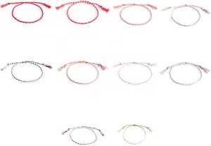 Set of 10 Multicolored Woven Friendship Bracelets Handmade Adjustable Anklets Woven Bracelets Colorful Bracelets