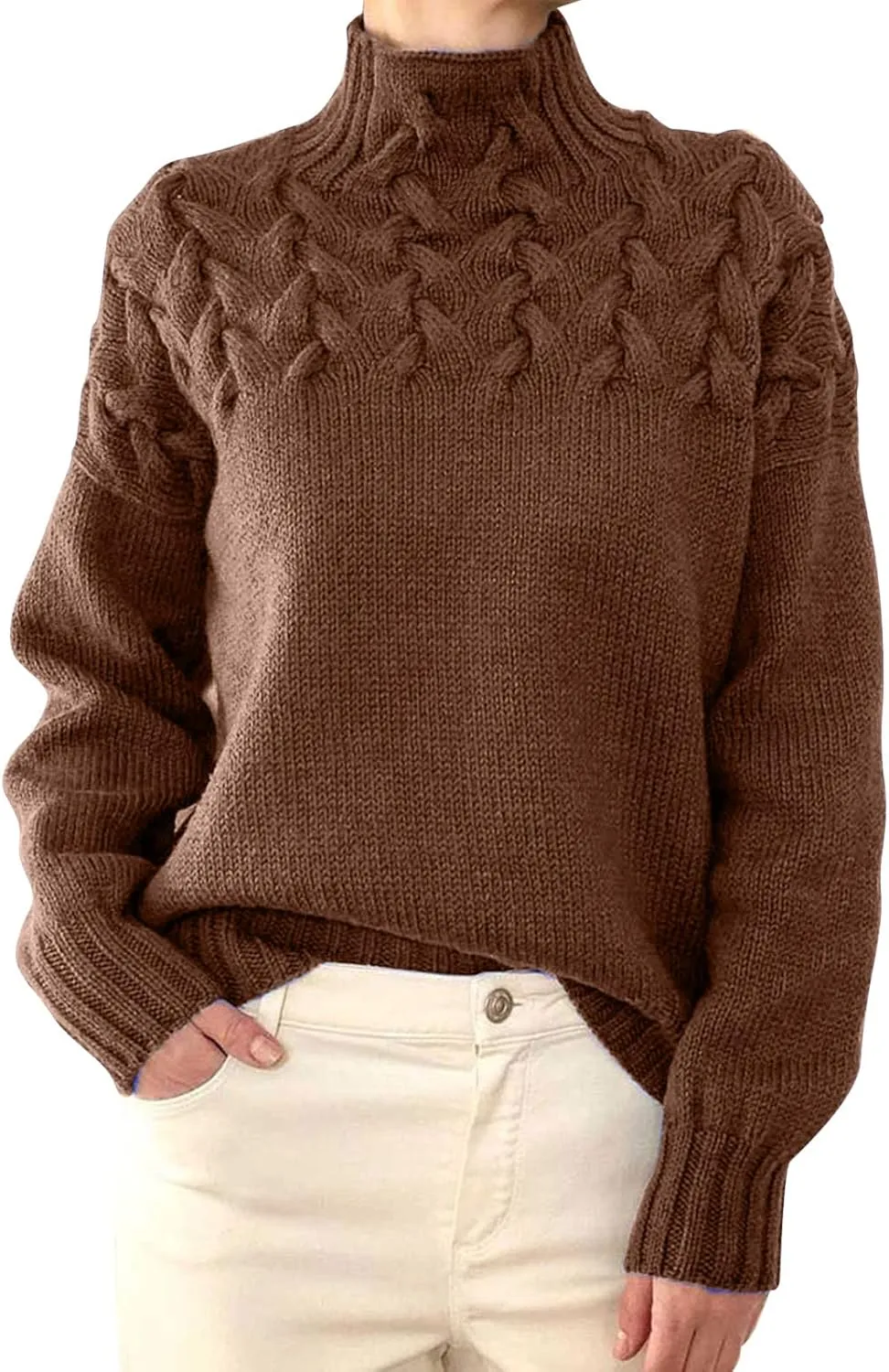 SHAOBGE Womens Sweaters Fuzzy Pullover Women Striped Womens Sweater Womens Striped Turtlenecksweater