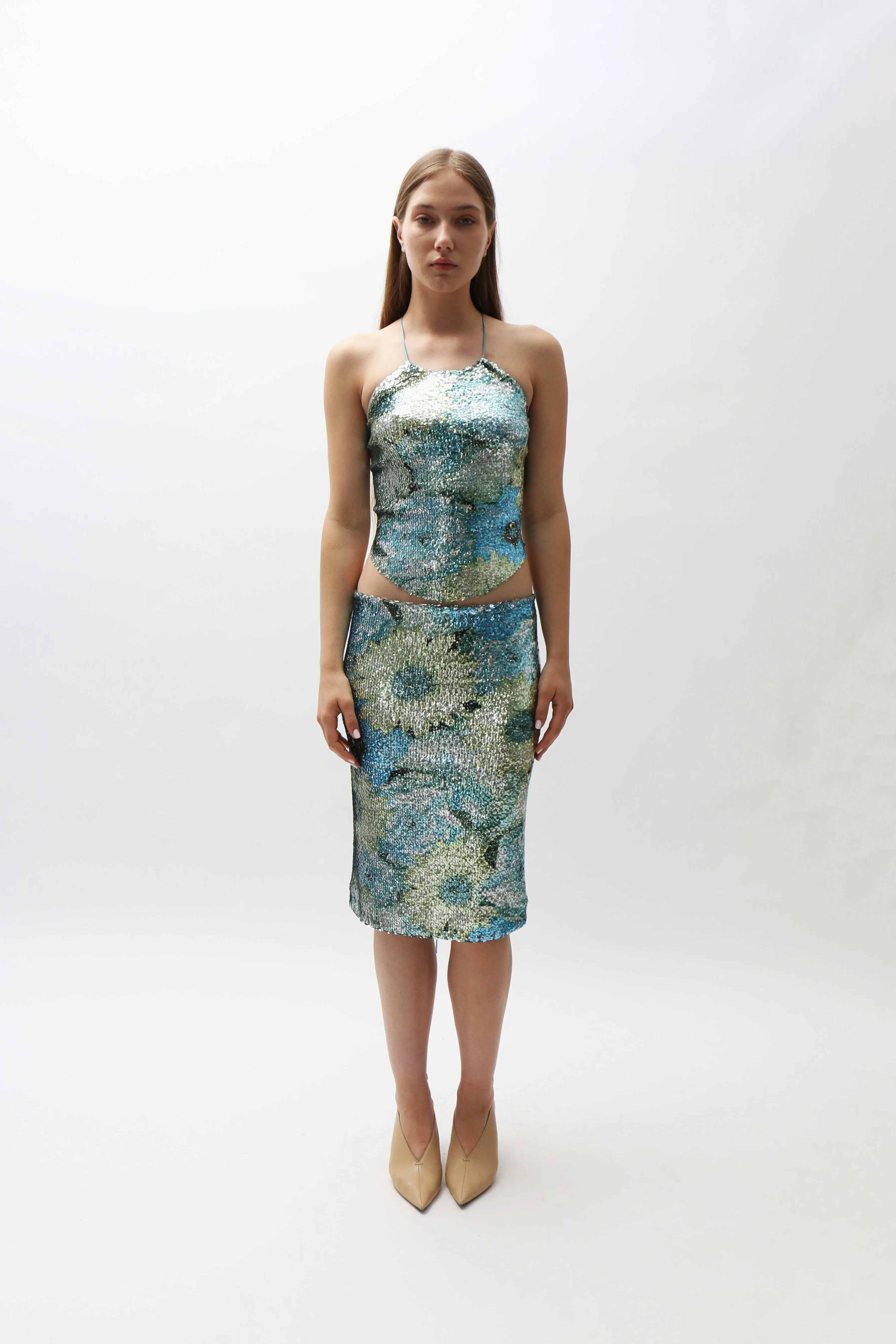 Silver Dew Sequin Skirt