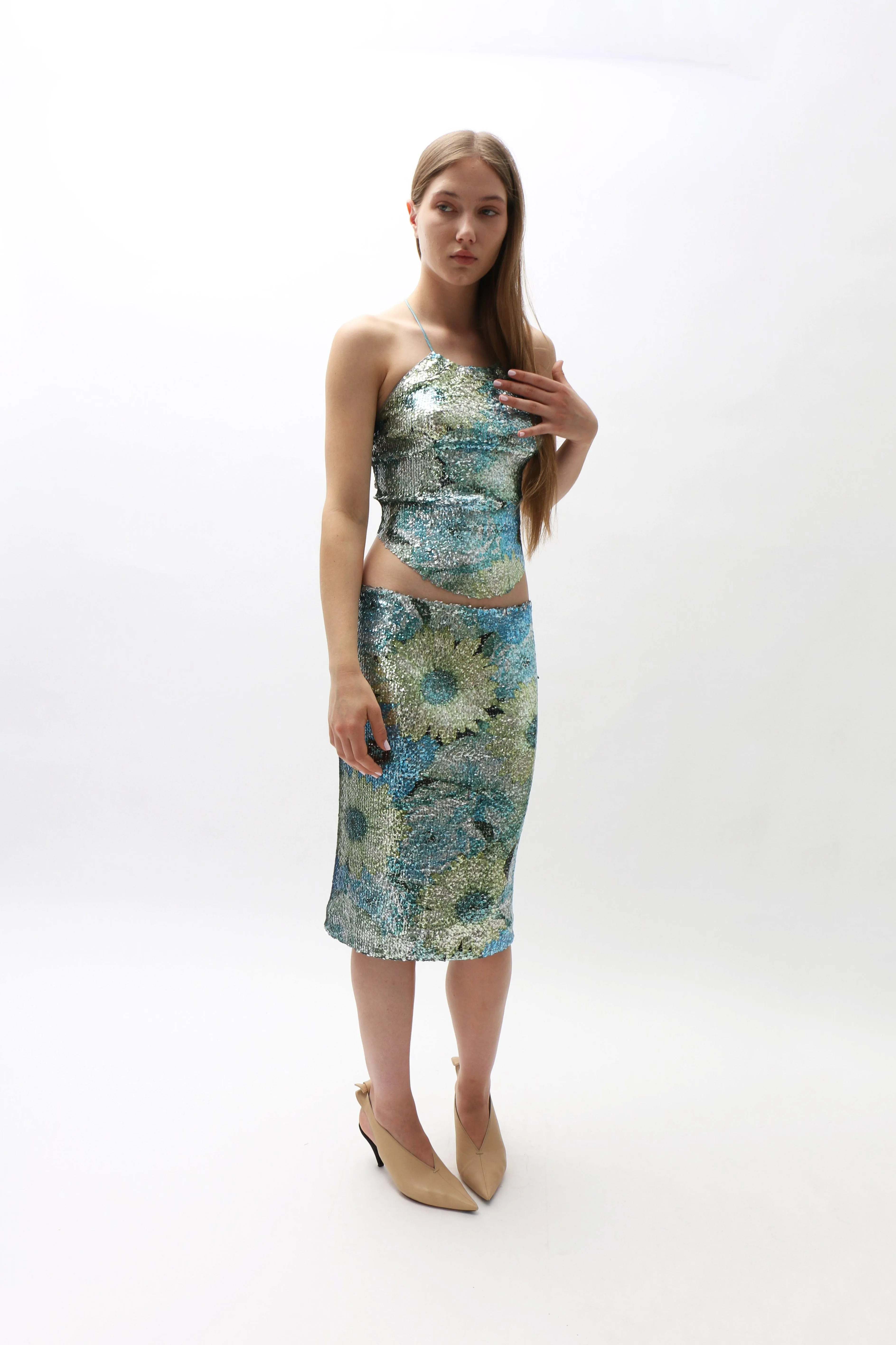 Silver Dew Sequin Skirt