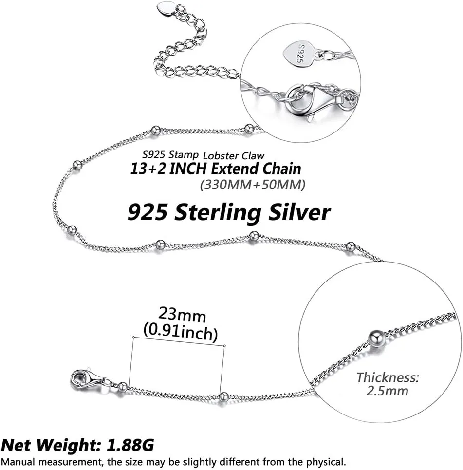 Silvora Women Choker Necklace, Sterling Silver/18K Gold Moon Stars/Cross Charms Bead Chokers for Teen Girls with Delicate Packaging