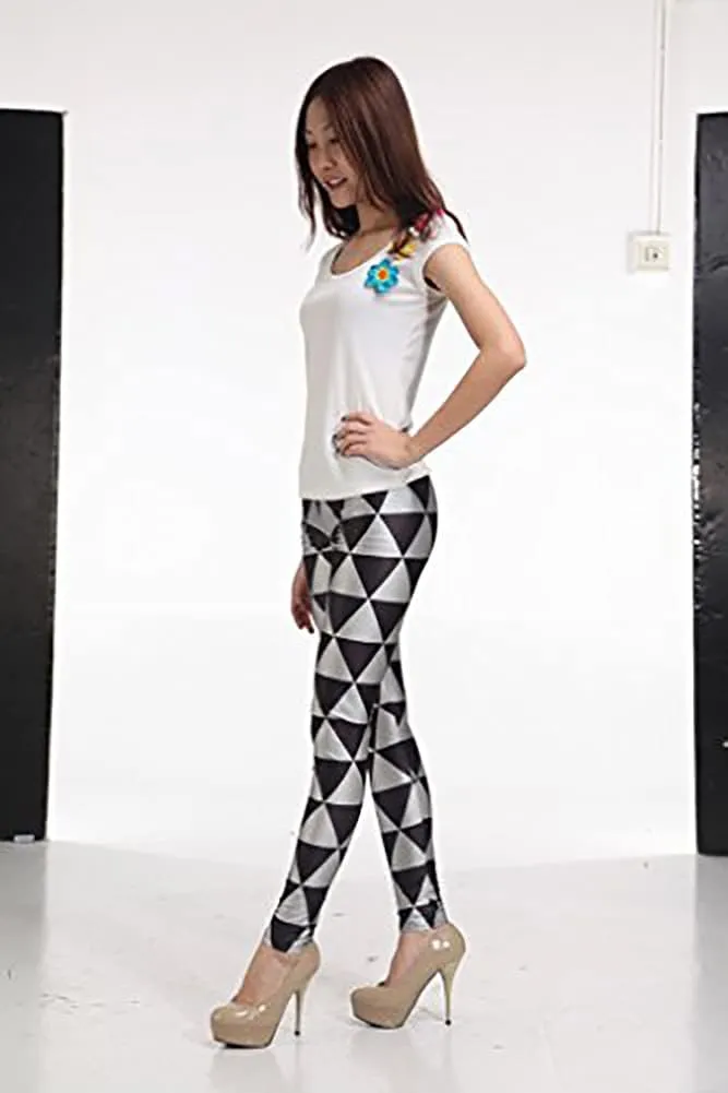 Sister Amy Girl Geometric Printed Ankle Elastic Tights Leggings