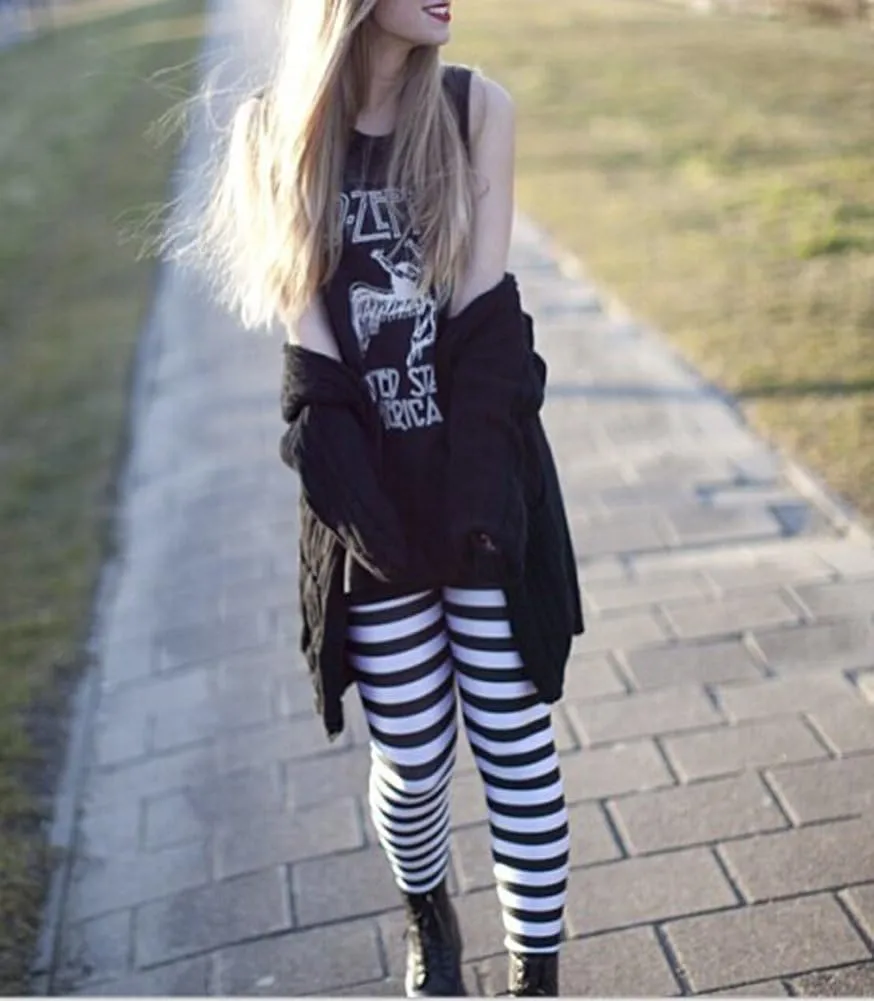 Sister Amy Girl Geometric Printed Ankle Elastic Tights Leggings