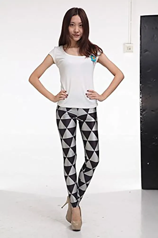 Sister Amy Girl Geometric Printed Ankle Elastic Tights Leggings