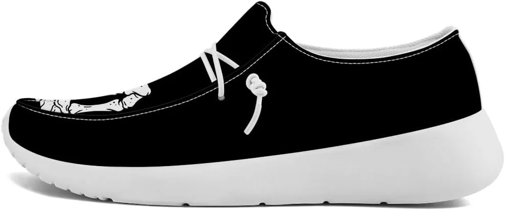 Skeleton Shoes for Women Men Black Loafers Skull Slip-on Shoes Gifts