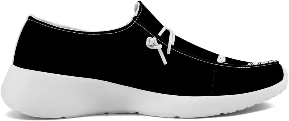 Skeleton Shoes for Women Men Black Loafers Skull Slip-on Shoes Gifts