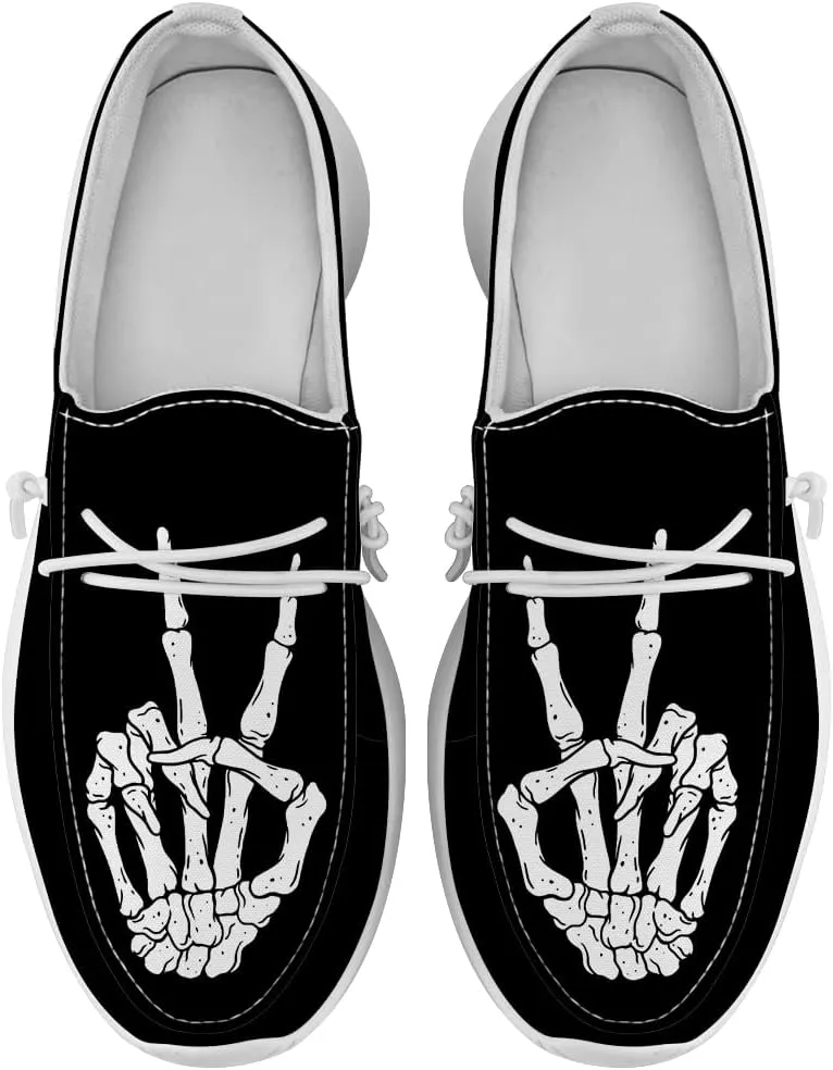 Skeleton Shoes for Women Men Black Loafers Skull Slip-on Shoes Gifts