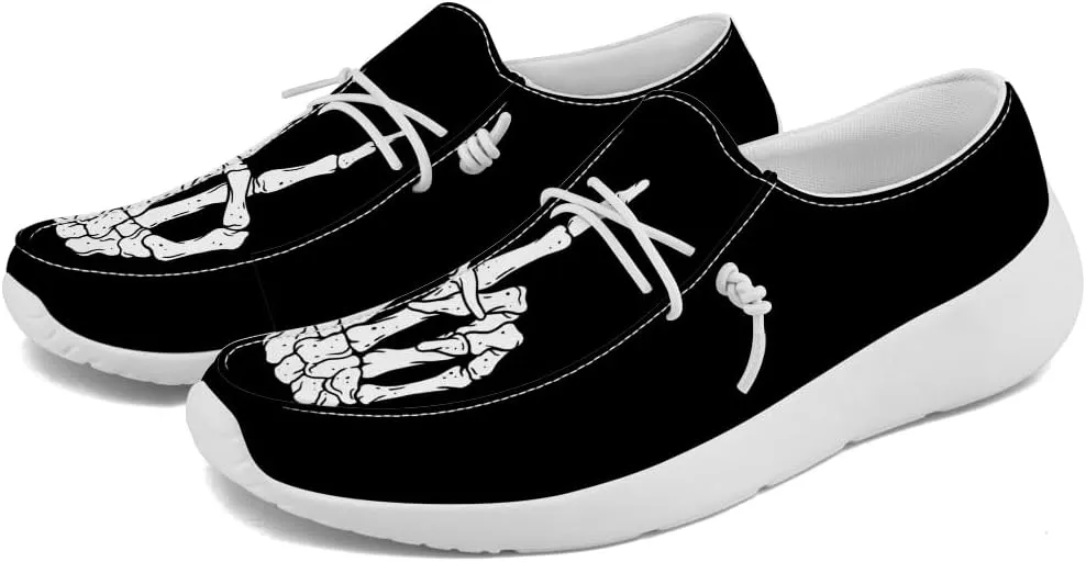 Skeleton Shoes for Women Men Black Loafers Skull Slip-on Shoes Gifts