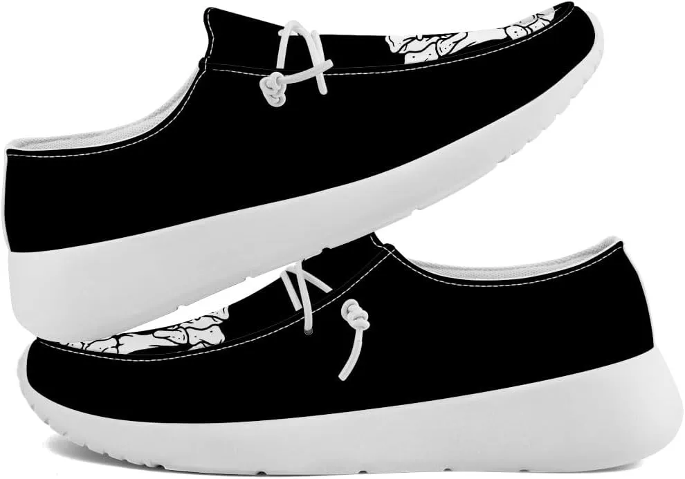 Skeleton Shoes for Women Men Black Loafers Skull Slip-on Shoes Gifts