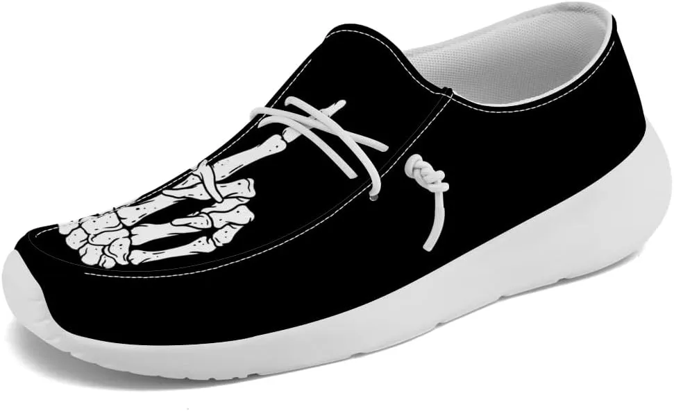 Skeleton Shoes for Women Men Black Loafers Skull Slip-on Shoes Gifts