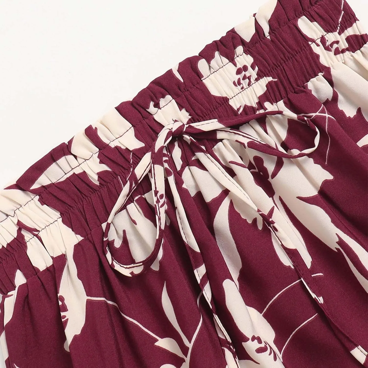 Skirts for Women Trendy Bohemian Floral Print Pleated High Elastic Waist A-Line Knee Length Boha Skirts Streetwear