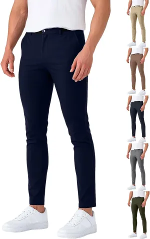 Slacks for Men Business Casual Stretch Golf Pants Slim Fit Lightweight Trousers Work Dress Pants with Pockets 2025