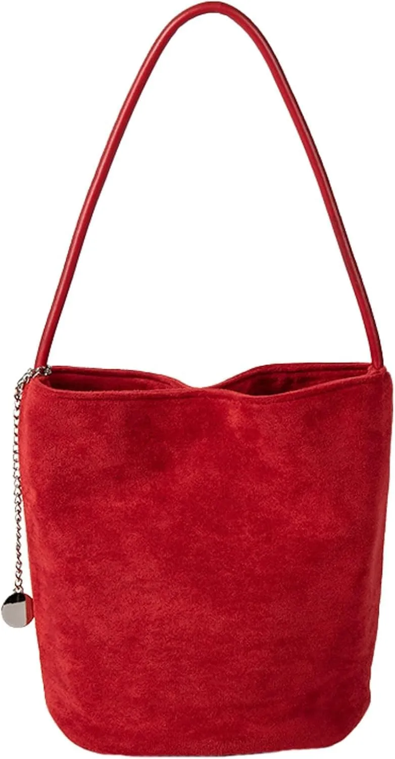 Small Brown Suede Bucket Bag Trendy Suede Handbag for Women Brown Small Slouchy Suede Bucket Purses