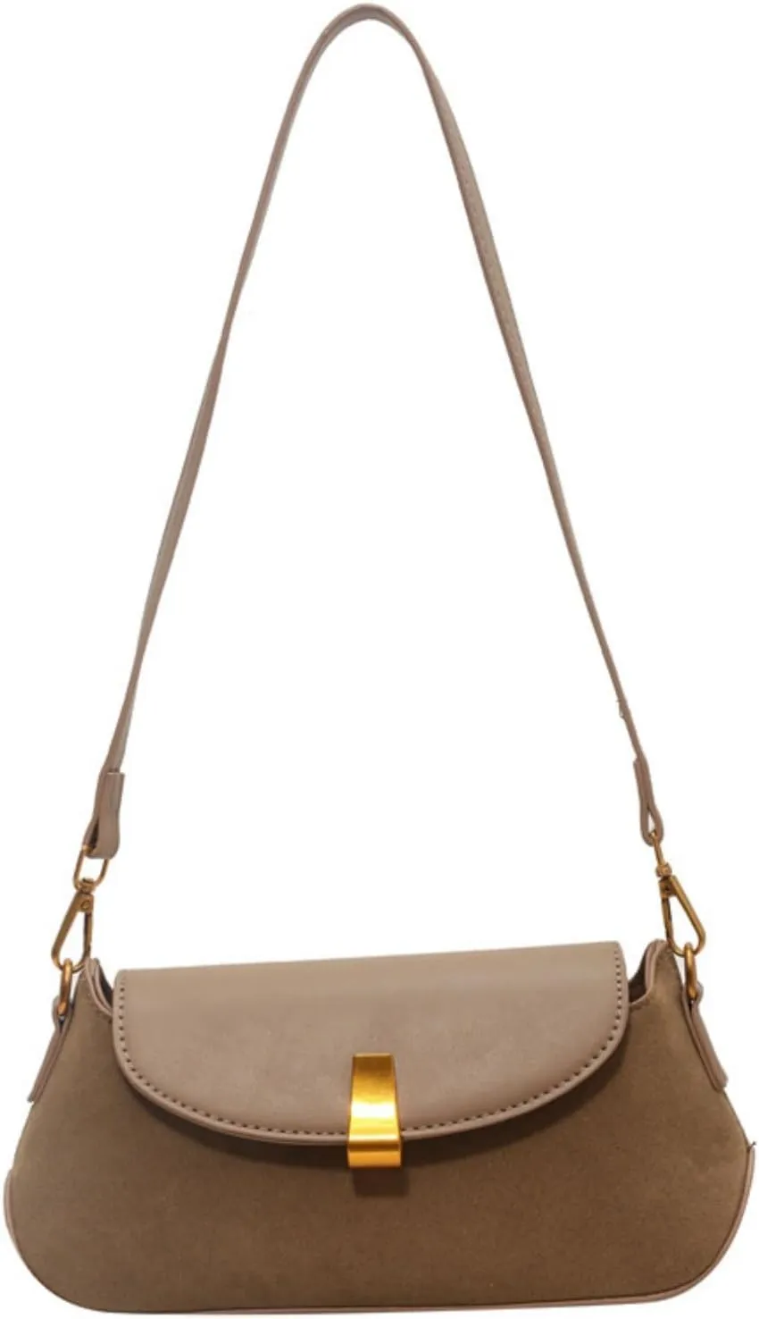 Small Suede Shoulder Bags For Women Brown Suede Small Trendy Crossbody Bag Saddle Suede Satchel Bag