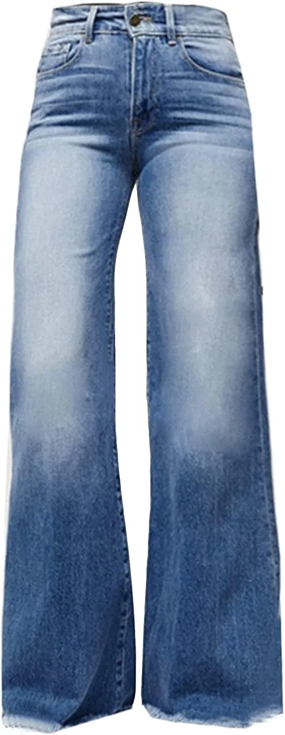 SMIDOW Flare Denim Pants for Women's Bell Bottom Jeans Palazzo Jeans Wide-Leg Pants Fall Fashion Jeans Trousers