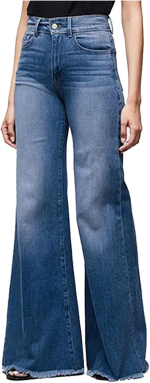 SMIDOW Flare Denim Pants for Women's Bell Bottom Jeans Palazzo Jeans Wide-Leg Pants Fall Fashion Jeans Trousers