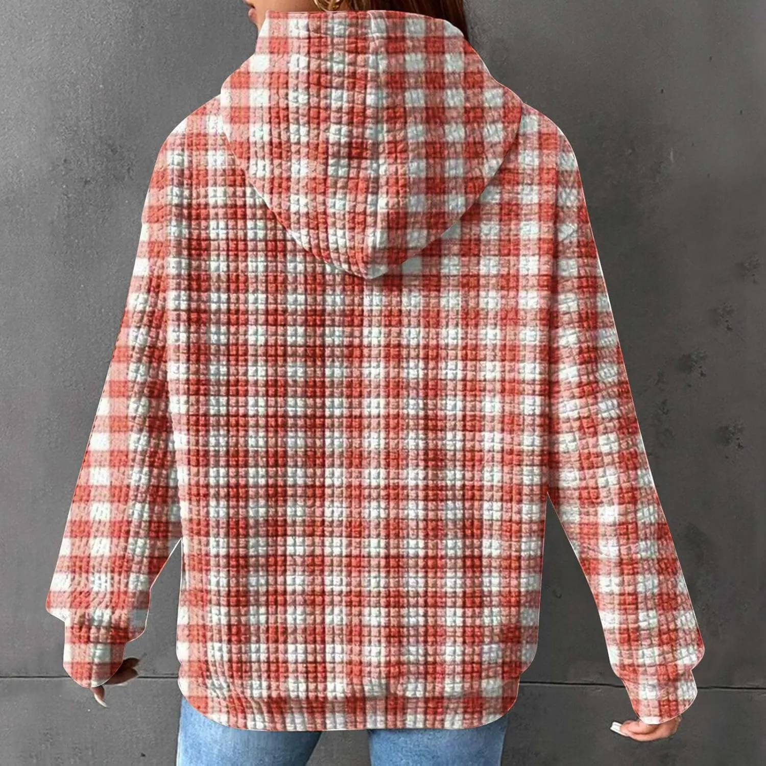 Soft Sweatshirts For Women Graphic Waffle Oversized Hoodies Casual Cute Drawstring Pullover Top Trendy Preppy Clothes