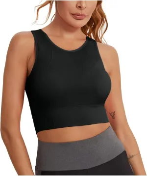 Sports Bras for Women High Neck U Back Padded Crop Workout Tank Top Wirefree Padded Yoga Bra Gym