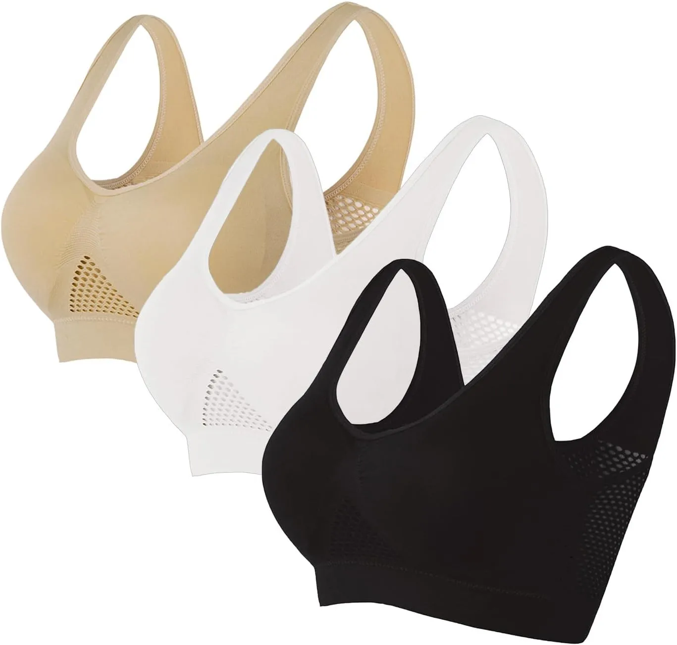 Sports Bras for Women High Support Mesh Gym Running Workout Bra 3 Pack Breathable Comfort Bra Multipack Plus Size