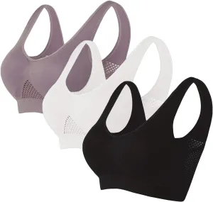 Sports Bras for Women High Support Mesh Gym Running Workout Bra 3 Pack Breathable Comfort Bra Multipack Plus Size