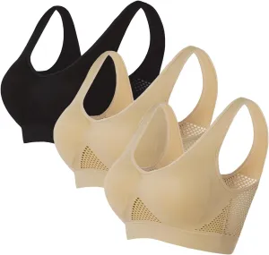 Sports Bras for Women High Support Mesh Gym Running Workout Bra 3 Pack Breathable Comfort Bra Multipack Plus Size