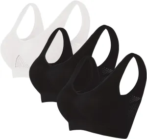 Sports Bras for Women High Support Mesh Gym Running Workout Bra 3 Pack Breathable Comfort Bra Multipack Plus Size