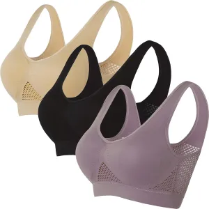 Sports Bras for Women High Support Mesh Gym Running Workout Bra 3 Pack Breathable Comfort Bra Multipack Plus Size