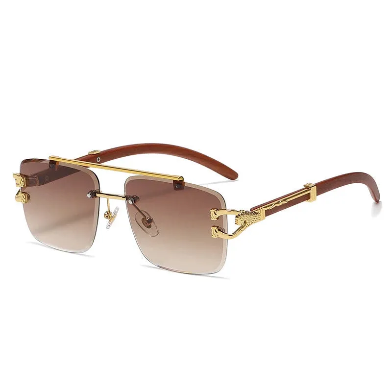 Stardom Square Rimless Wood Sunglasses