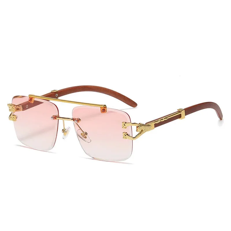 Stardom Square Rimless Wood Sunglasses