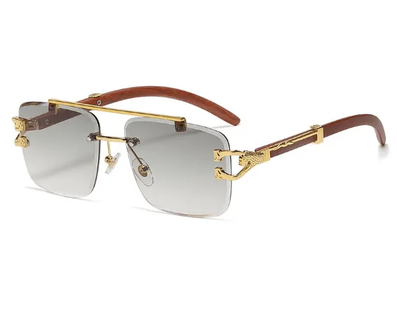 Stardom Square Rimless Wood Sunglasses