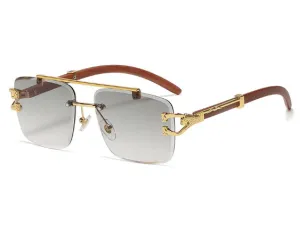 Stardom Square Rimless Wood Sunglasses