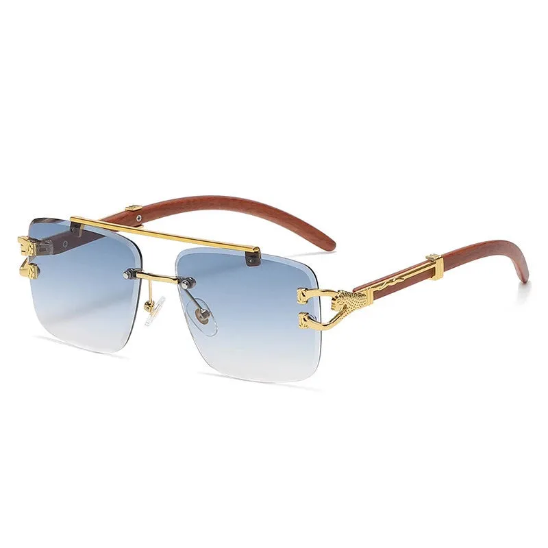 Stardom Square Rimless Wood Sunglasses
