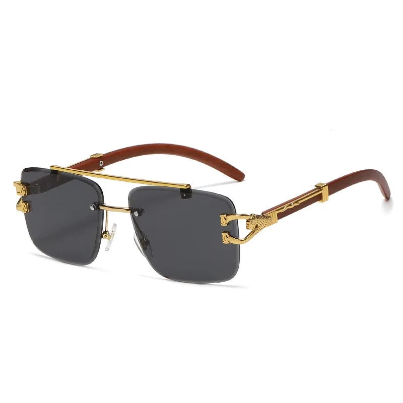 Stardom Square Rimless Wood Sunglasses