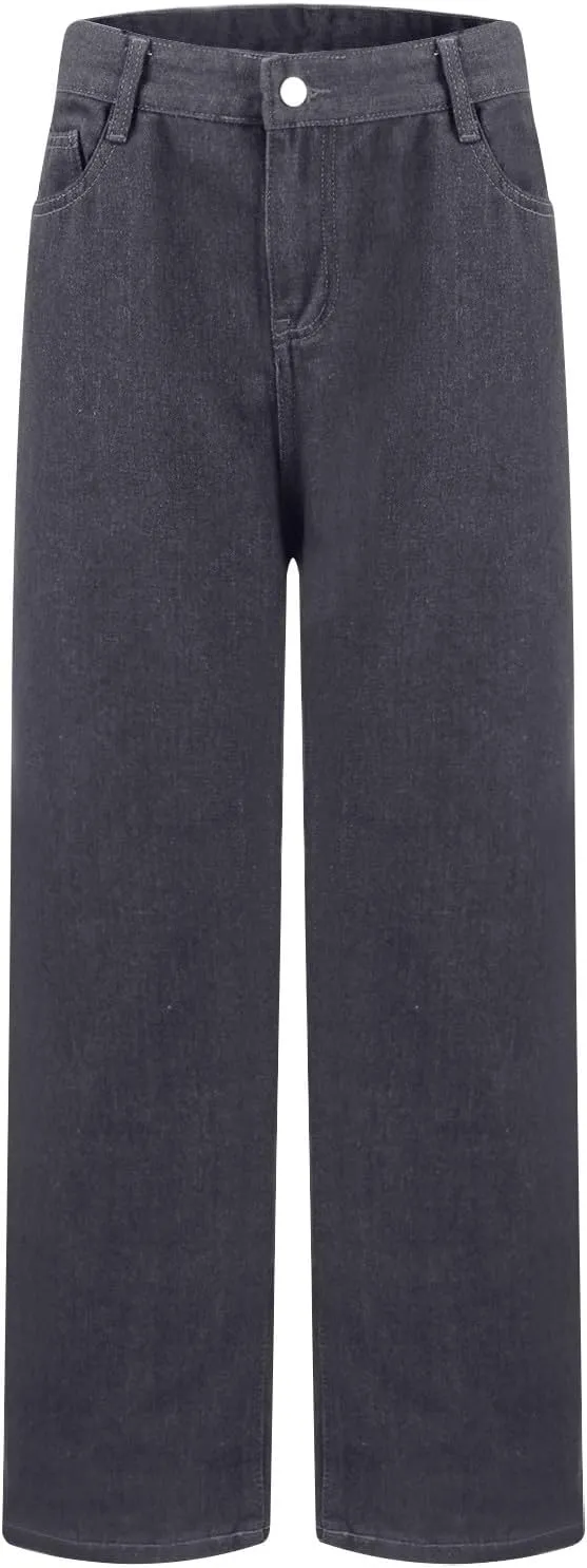 Straight Leg Jeans for Women,Trendy Retro High Waisted Wide Leg Stretch Boyfriend Denim Pants with Pockets