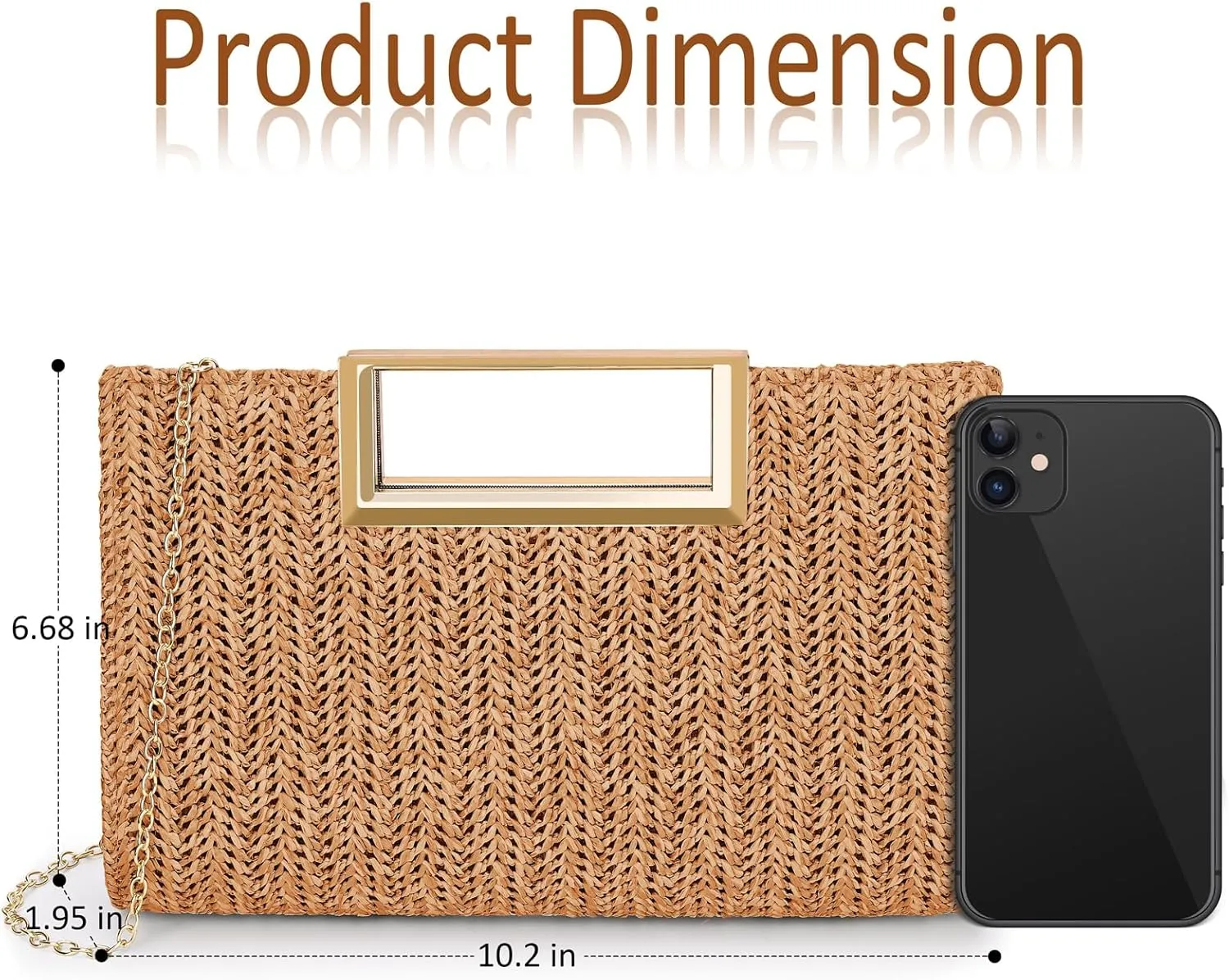 Straw Clutch for Women - Beach Vacation Raffia Bag, Trends Cute Purse, Beach Bag