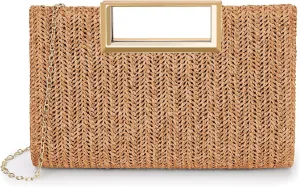 Straw Clutch for Women - Beach Vacation Raffia Bag, Trends Cute Purse, Beach Bag