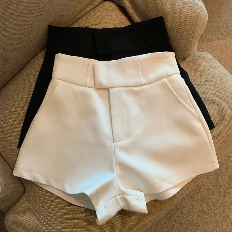 Streetwear Black High Waist A-Line Shorts