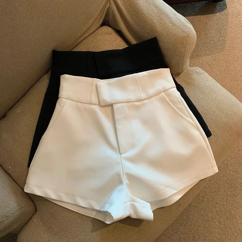 Streetwear Black High Waist A-Line Shorts