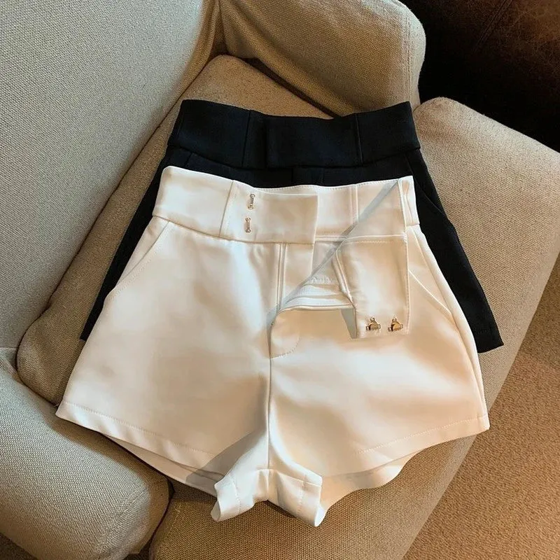 Streetwear Black High Waist A-Line Shorts