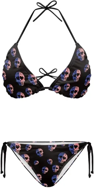 String Women's Sexy Halter Thong Bikini 2 Piece with Tie Sides Summer Triangle Bikini Set Swimsuits