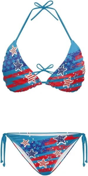 String Women's Sexy Halter Thong Bikini 2 Piece with Tie Sides Summer Triangle Bikini Set Swimsuits