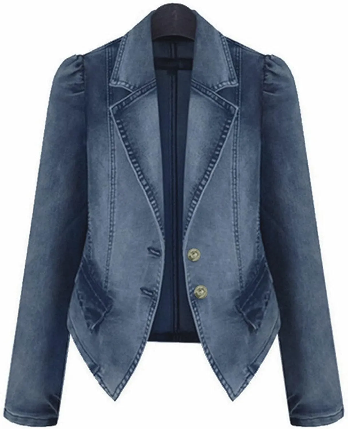Stylish Casual Women's Jean Jacket Dressy Long Sleeve Plus Size Trendy Denim Outcoat - Fall/Winter