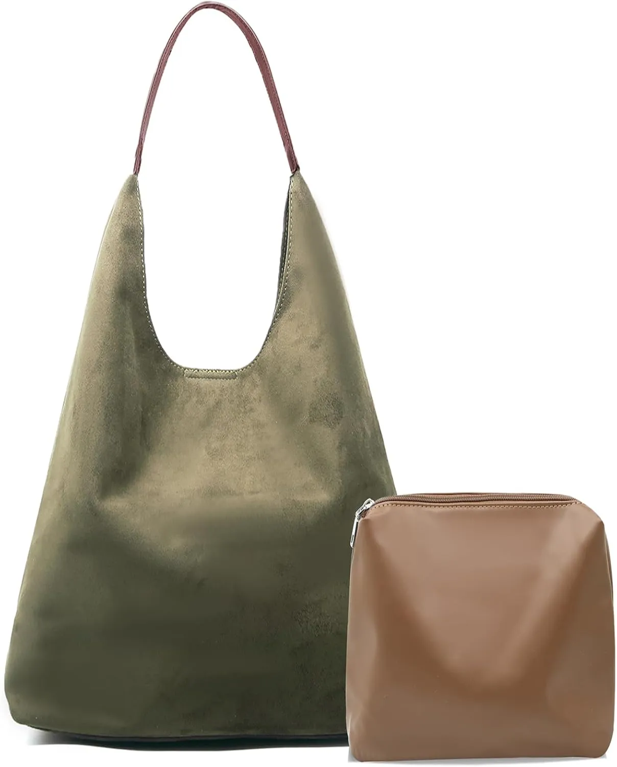 Suede Bags for Women Suede Tote Bag Slouchy Shoulder Bag Brown Tote Handbag for Work Everyday